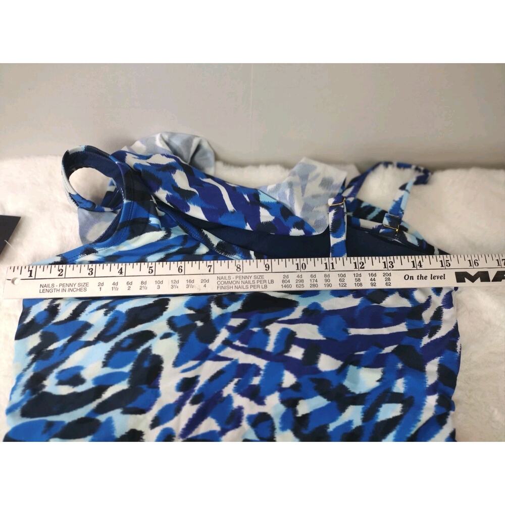 Kathy Ireland Blue Swimsuit One Shoulder Ruffle Size 12 NWTS - Picture 6 of 6